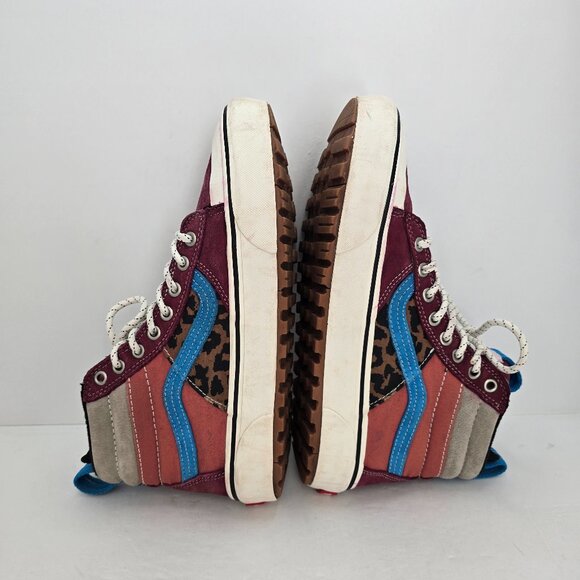 Vans | SK8-HI MTE-2 red leopard print colorful outdoor sporty sneakers | WMS 9.5 - Picture 9 of 10
